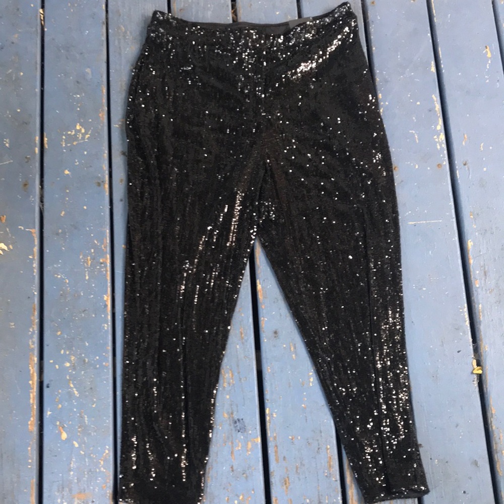 Express high waisted black sequin ankle pant